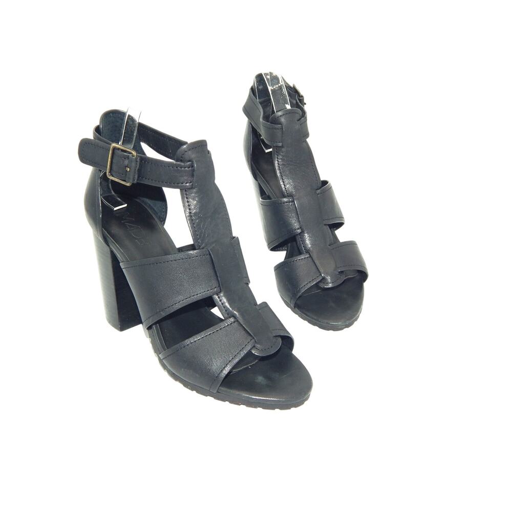 M4DE Women Black Leather Sandal Size 8.5 Mara